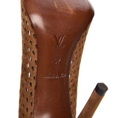 Louis Vuitton Suede Perforated Eyeline Pumps 37 Brown 5 of 10