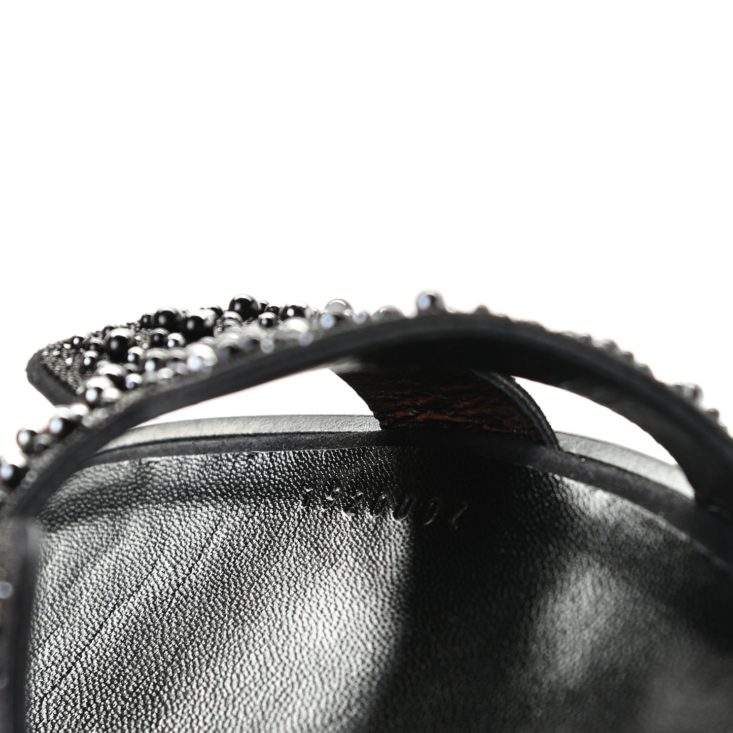 Goatskin Crystal Oran Sandals 38.5 Black