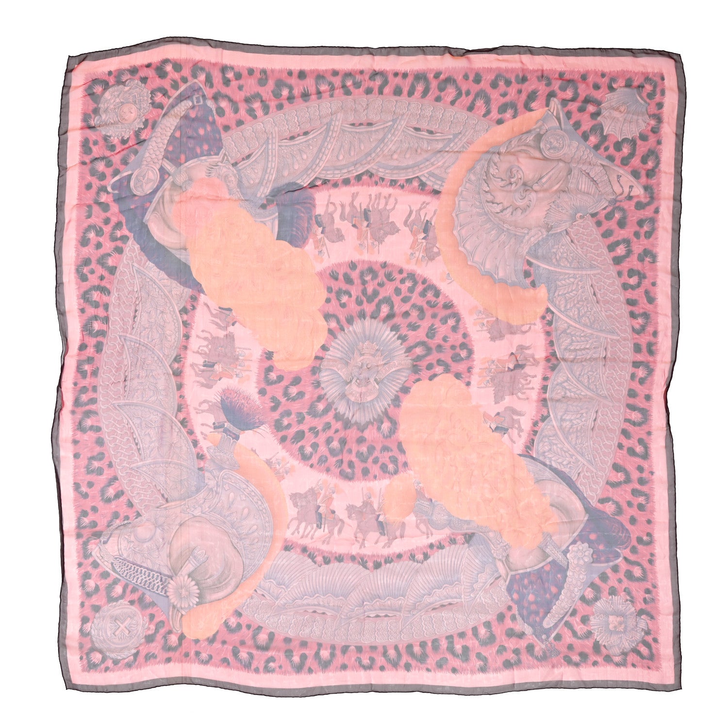 Hermes Mousseline Silk Casques Et Plumets Shawl 140 1 of 6