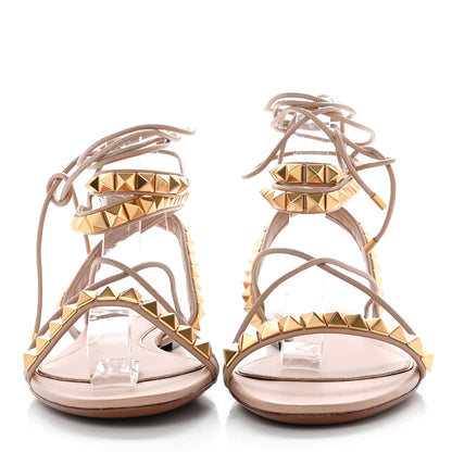 Valentino Garavani Calfskin Rockstud No Limit Gladiator Flat Sandals 39 Nude 2 of 8