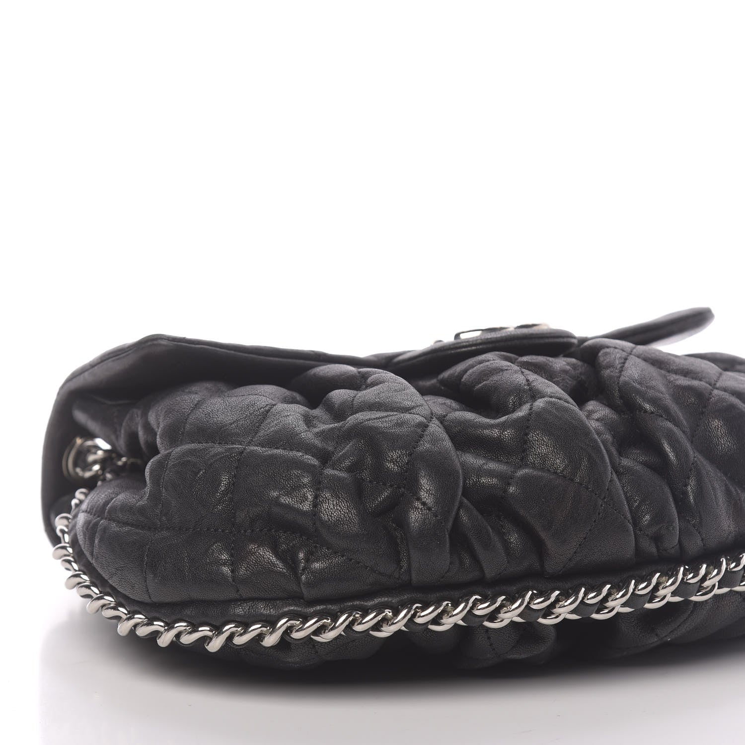 Chanel Washed Lambskin Quilted Medium Chain Around Messenger Black 9 of 11