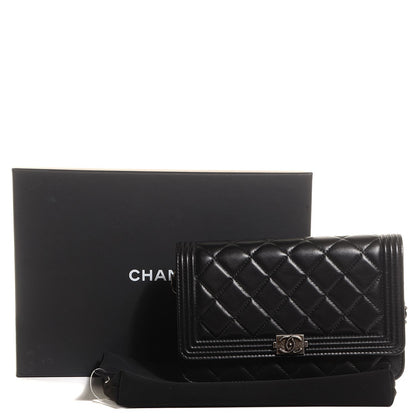 Chanel Lambskin Boy Wallet On Chain WOC Black 9 of 9