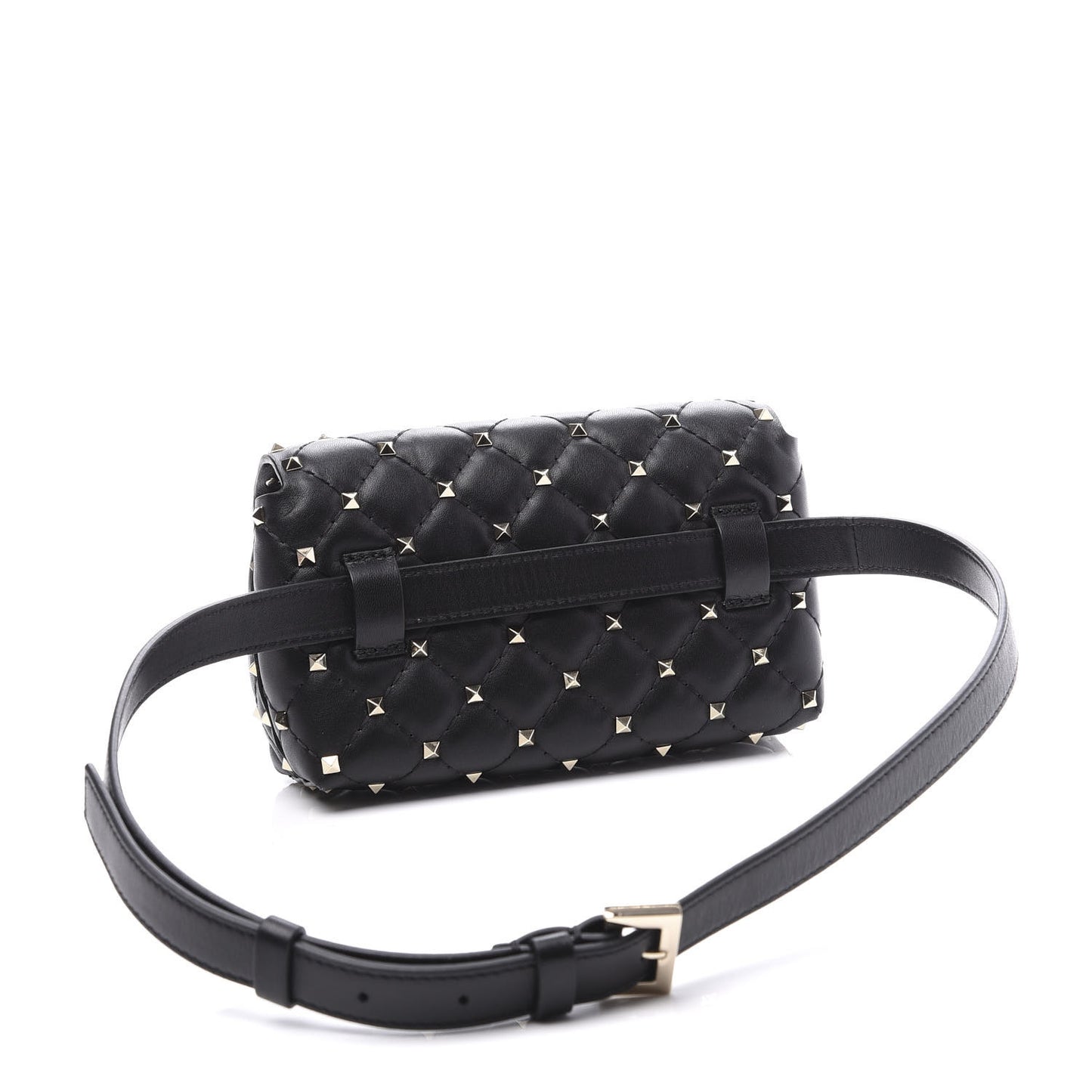 Lambskin Rockstud Spike Belt Bag Black