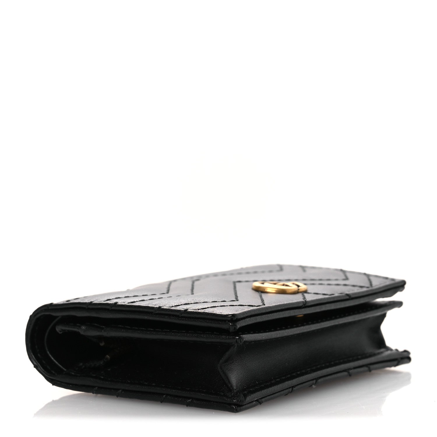 Gucci Calfskin Matelasse GG Marmont Card Case Wallet Black 4 of 9
