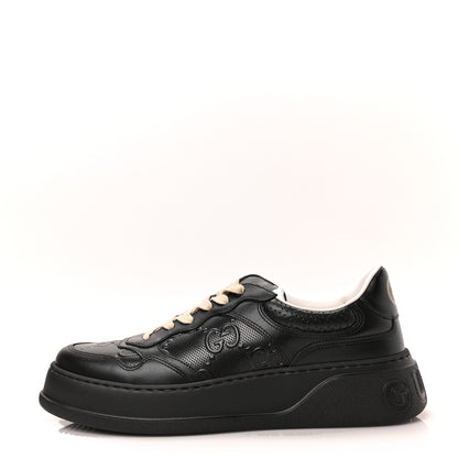 Gucci Calfskin GG Tennis Embossed Perforated Mens Interlocking G 55mm Sneakers 10.5 Black 1 of 9