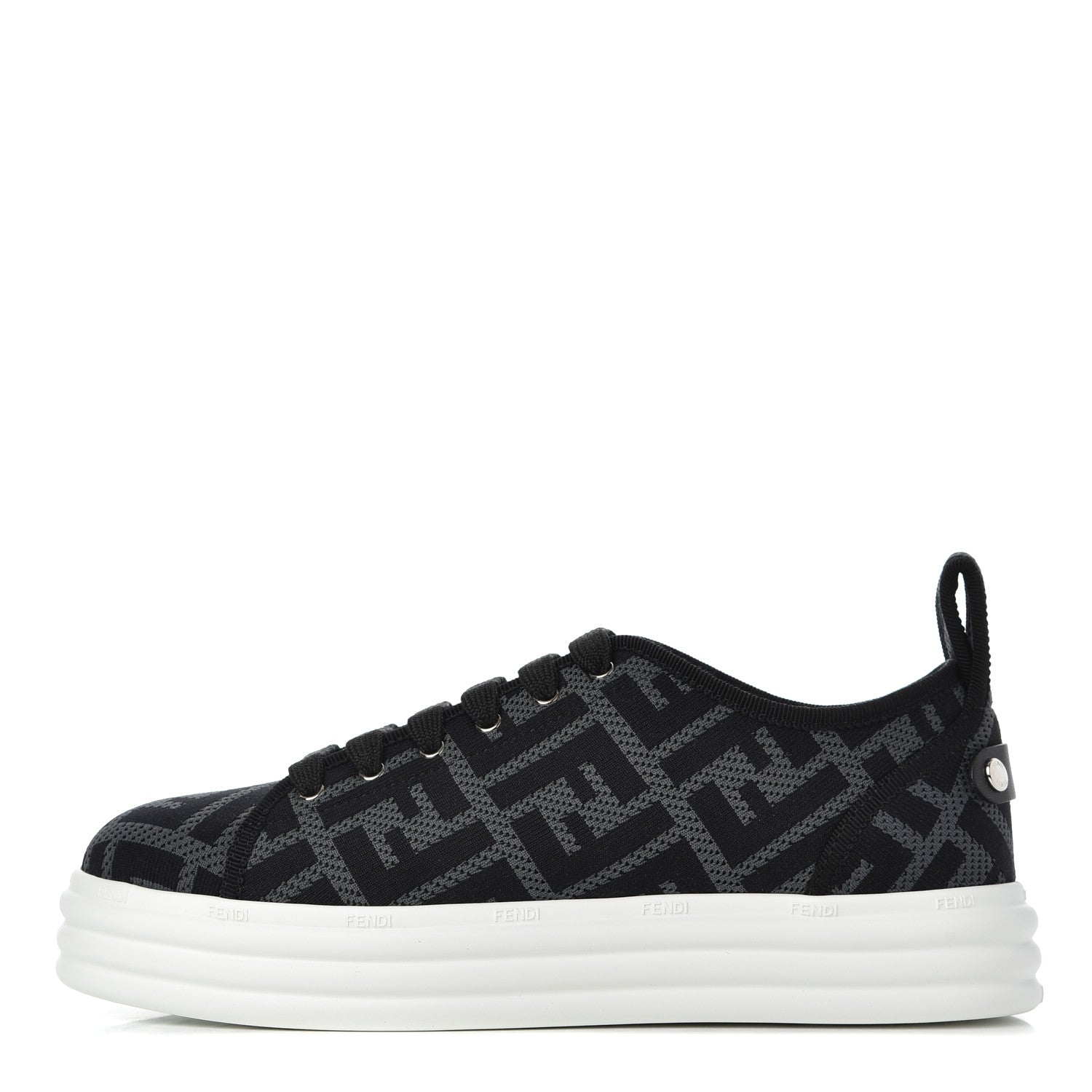Fendi Fabric FF Micro-Perforated Rise Low Top Sneakers 37 Charcoal Black 1 of 9