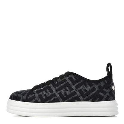 Fendi Fabric FF Micro-Perforated Rise Low Top Sneakers 37 Charcoal Black 1 of 9