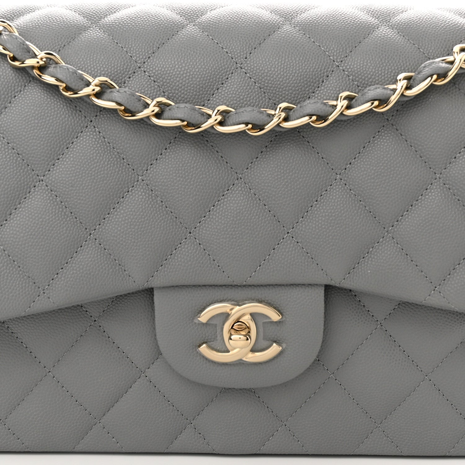 Chanel Caviar Quilted Jumbo Double Flap Grey 8 of 10