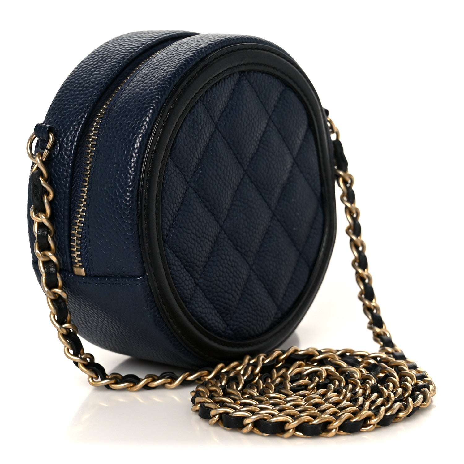 Chanel Caviar Quilted Round Filigree Crossbody Navy Black 1802284