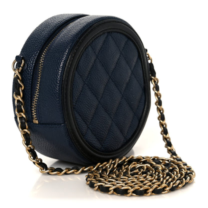 Chanel Caviar Quilted Round Filigree Crossbody Navy Black 3 of 11