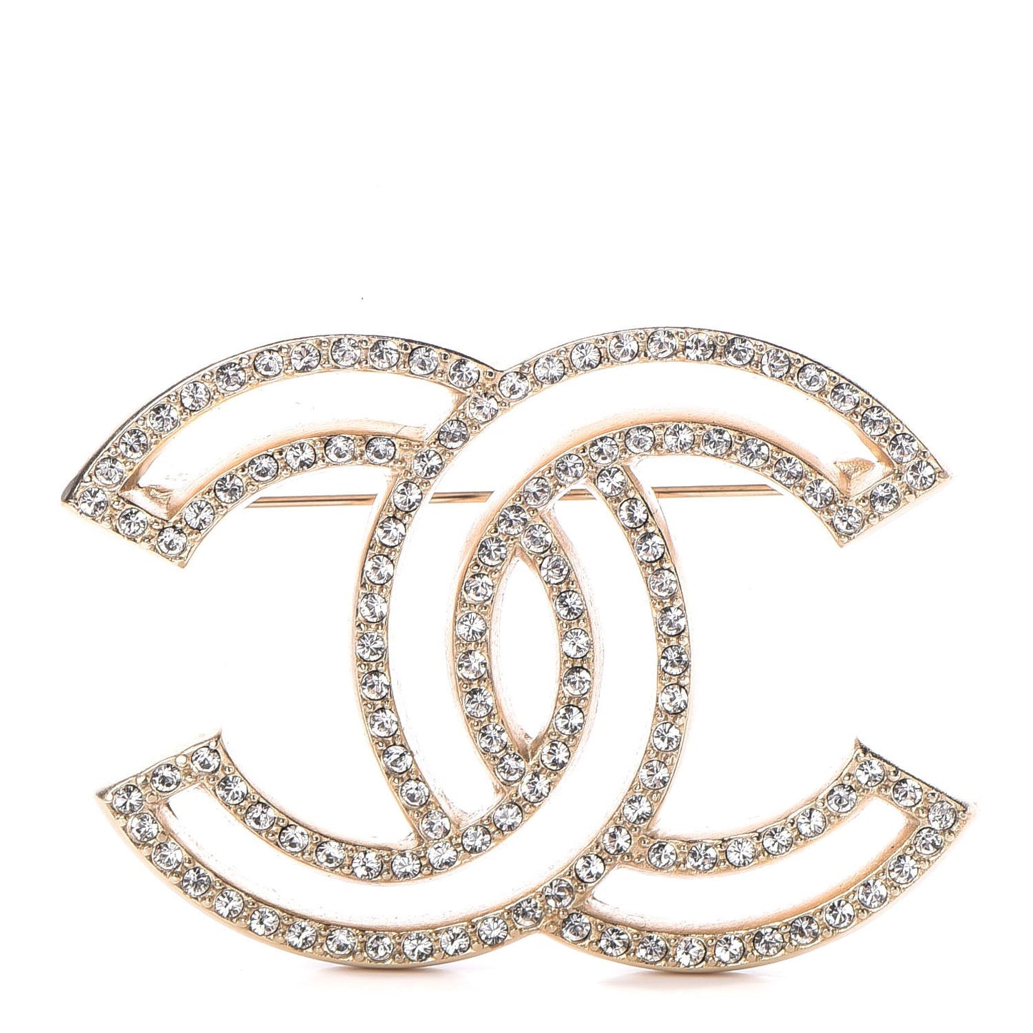 Crystal CC Brooch Gold