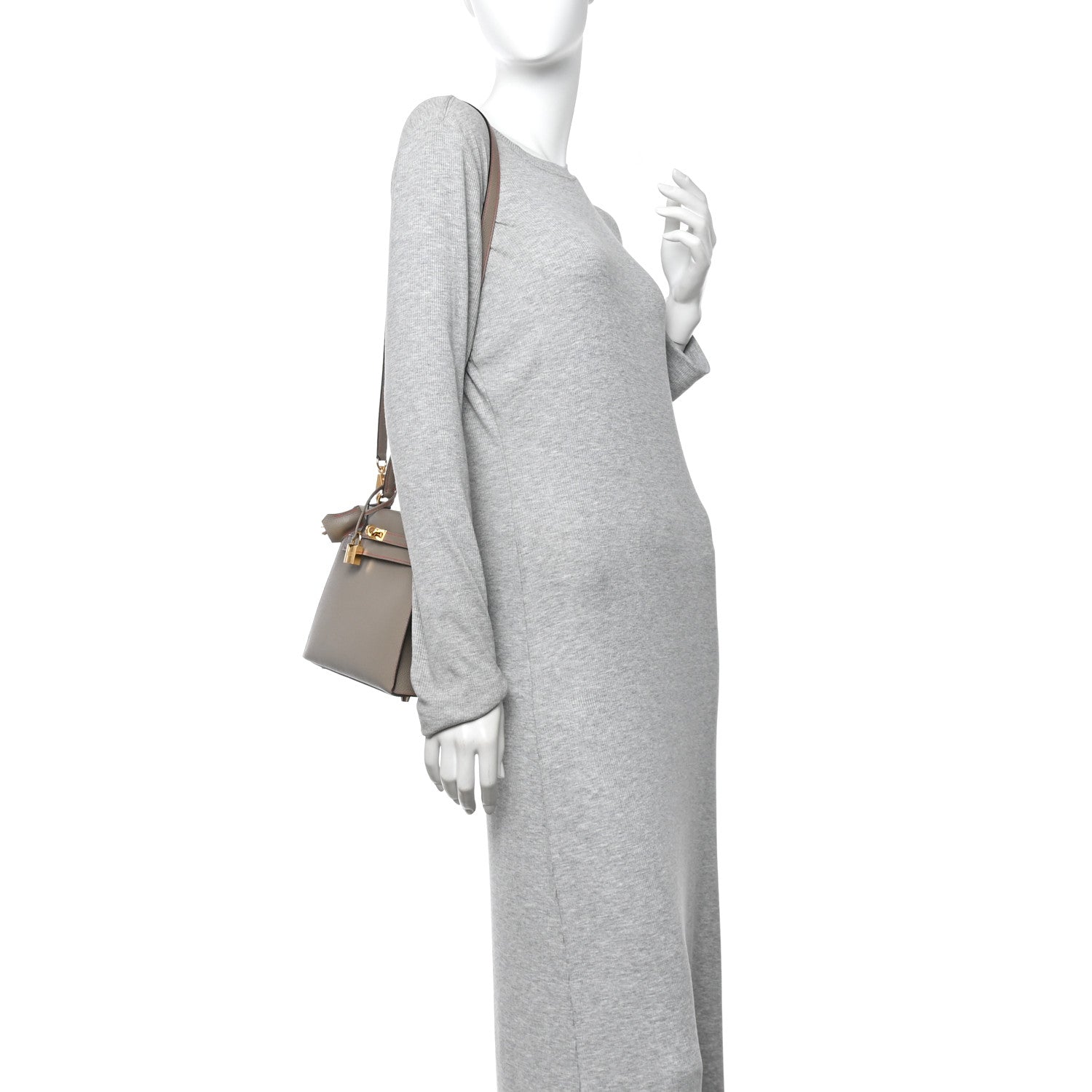 Hermes Epsom Horseshoe Kelly Sellier 25 Gris Asphalte Lime 2 of 11