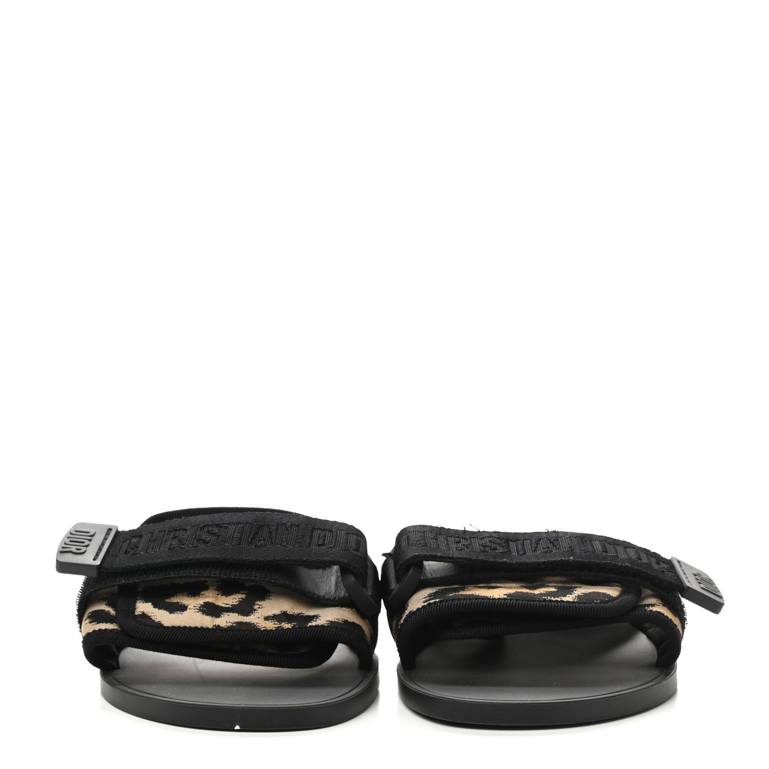 Christian Dior Technical Stretch Fabric Leopard Dio(r)evolution Slide Sandals 39 Black Natural 2 of 9