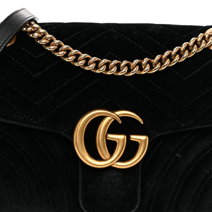 Gucci Velvet Matelasse Small GG Marmont Shoulder Bag Black 7 of 10