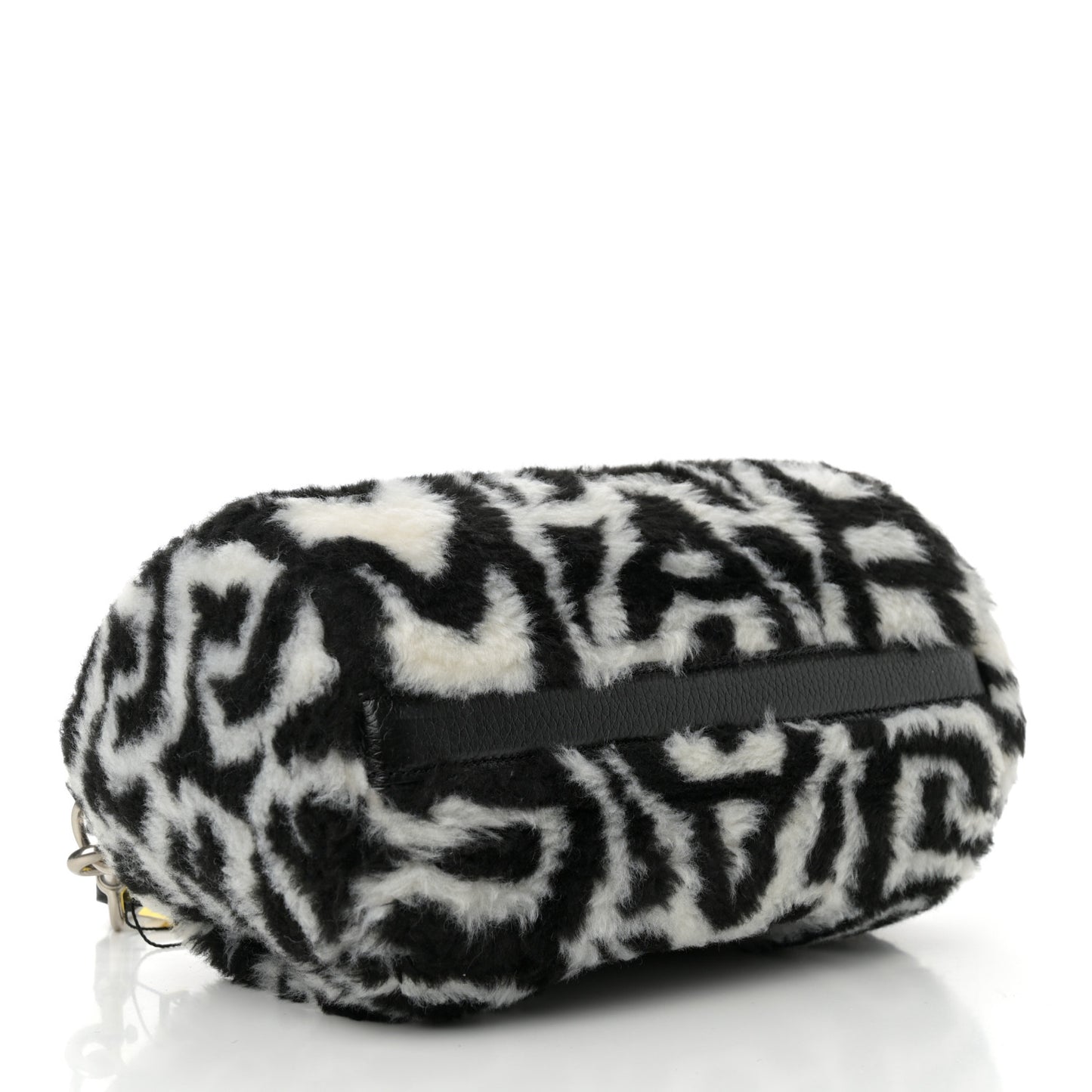 Faux Fur The Duffle Top Handle Bag Black White
