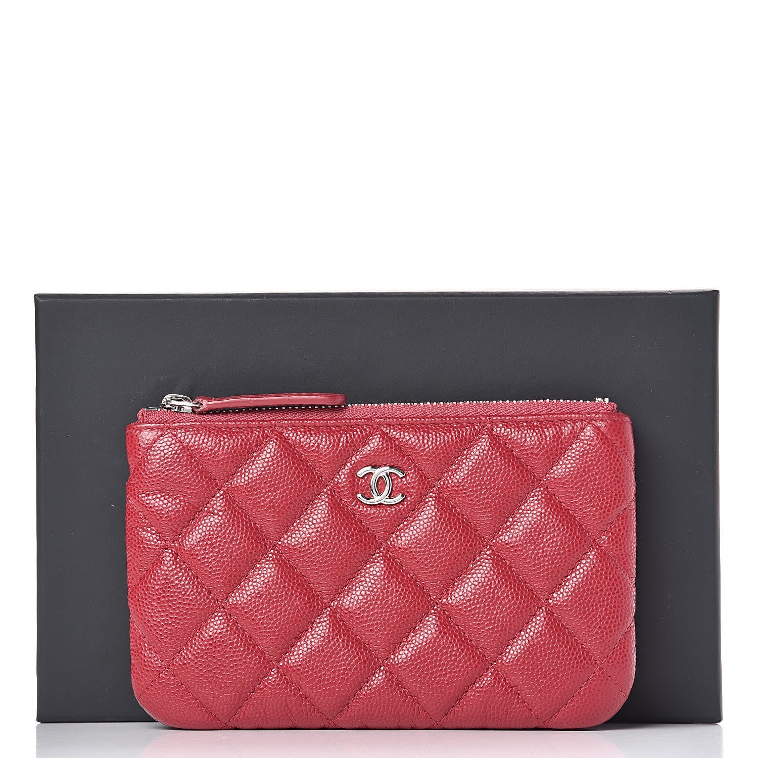Chanel Caviar Quilted Small Cosmetic Case Dark Pink 8 of 8