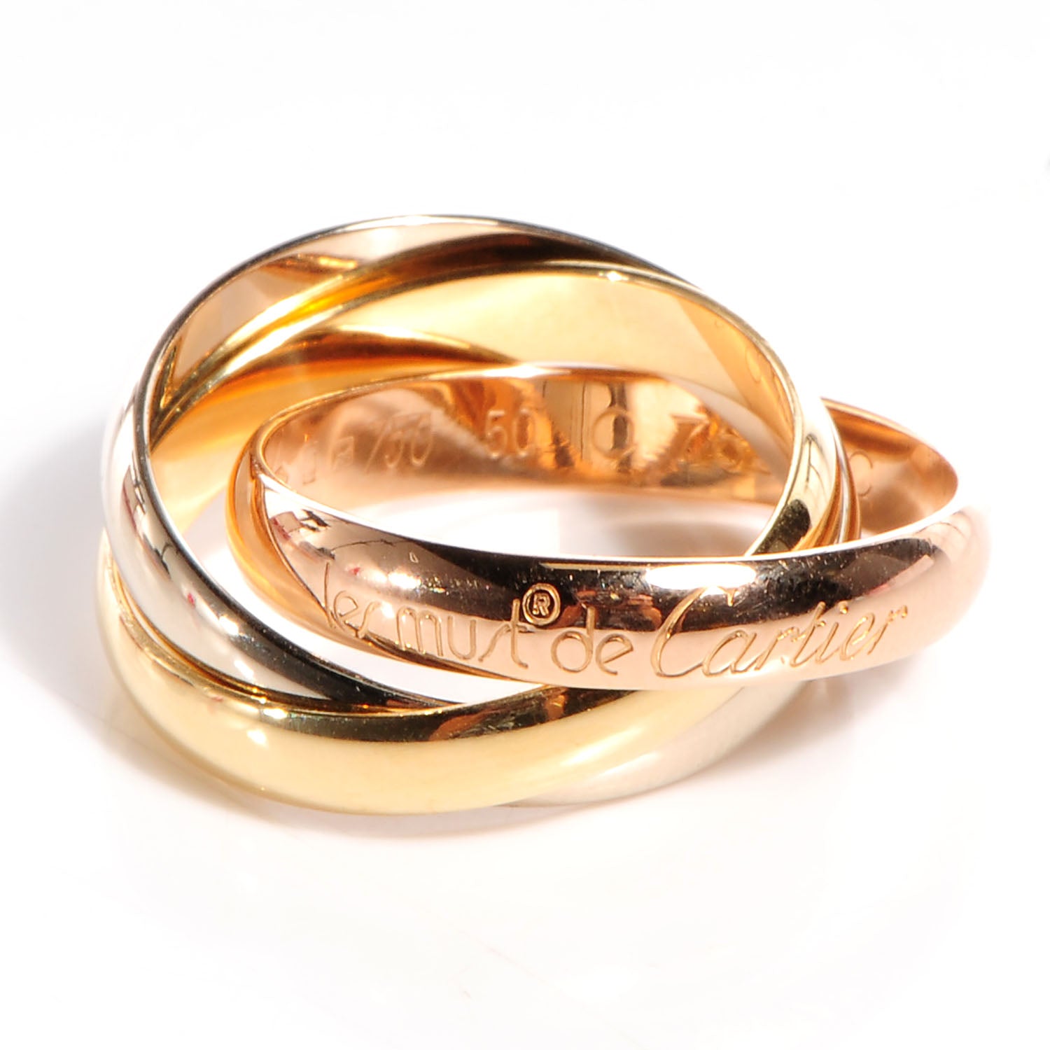 Cartier 18k Pink Yellow White Gold Les Must De Cartier Trinity Ring 50 5.25 3 of 8
