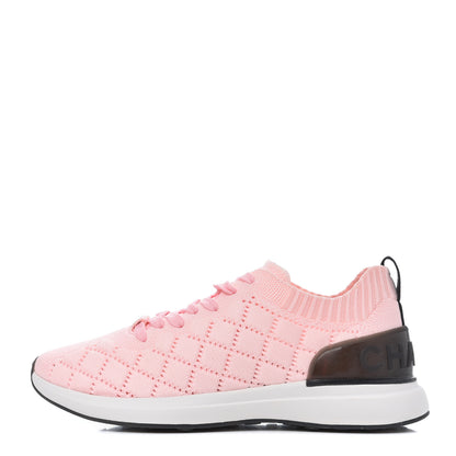 Chanel Mixed Fibers Quilted Womens CC Sneakers 39.5 Light Pink 1 of 9