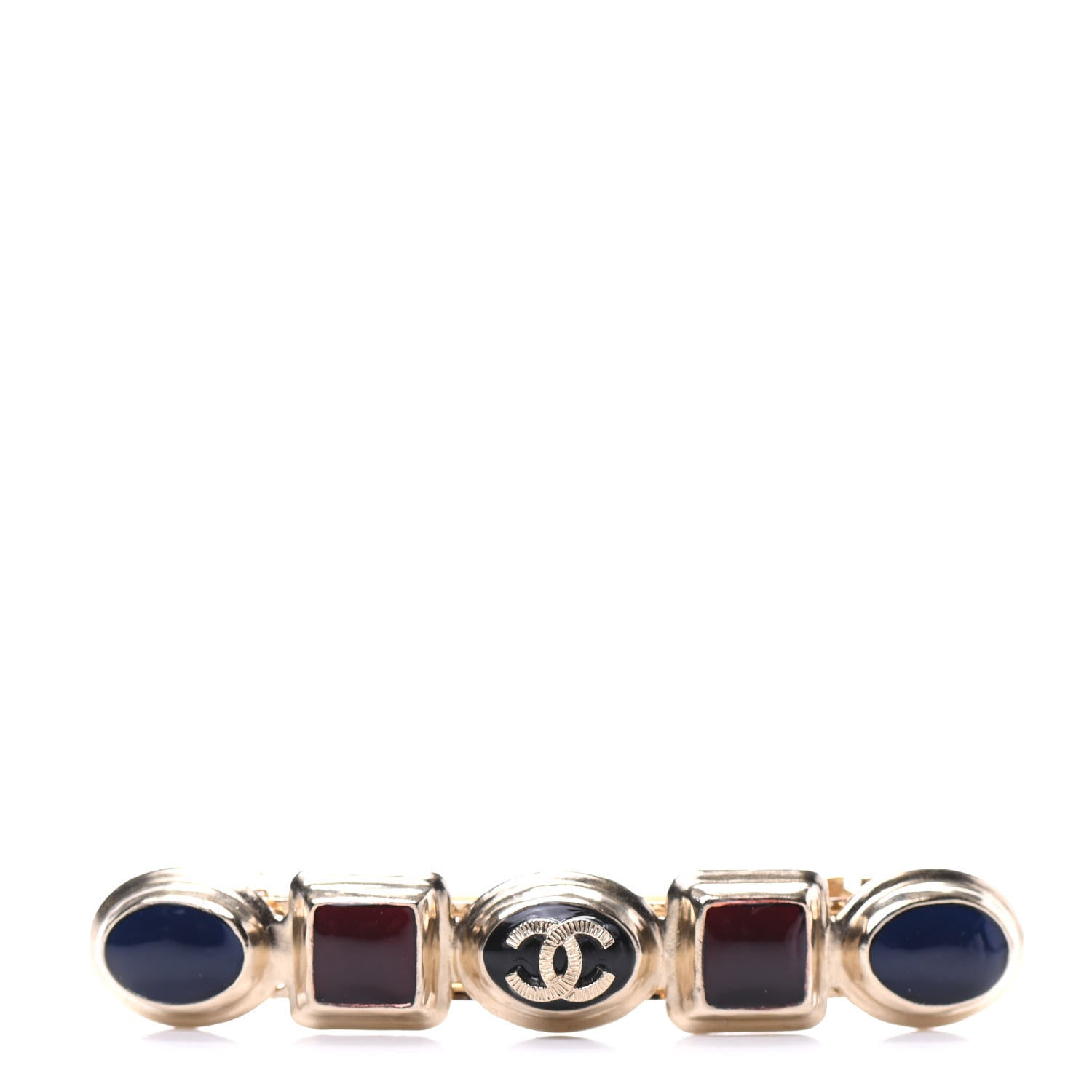 Chanel Enamel CC Hair Clip Barrette Blue Red 1 of 5