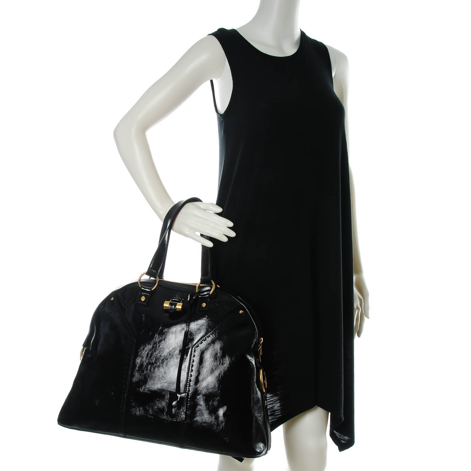 Saint Laurent Patent Calfskin Oversized Muse Black 2 of 7