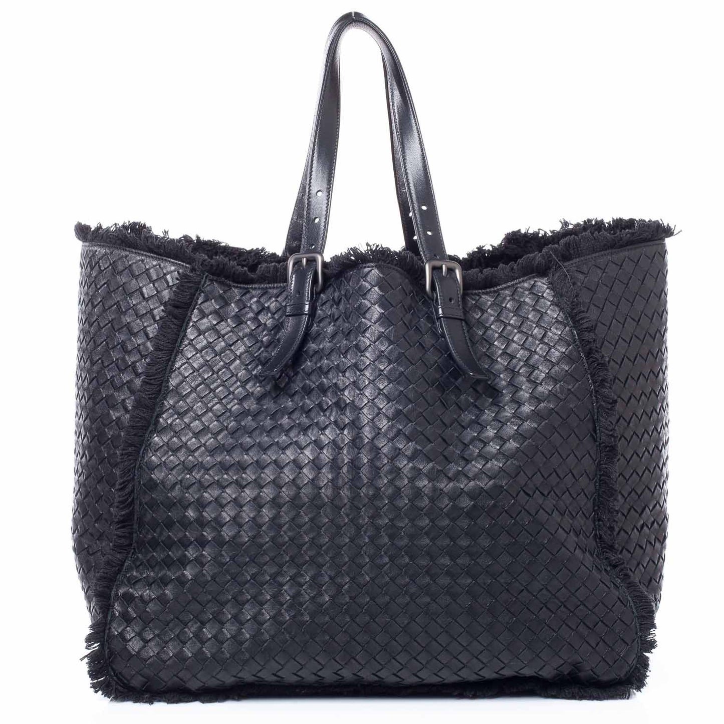 Nappa Intrecciato Canvas Fringe Maltinto Tote Nero Black