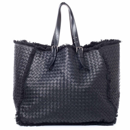 Bottega Veneta Nappa Intrecciato Canvas Fringe Maltinto Tote Nero Black 4 of 9