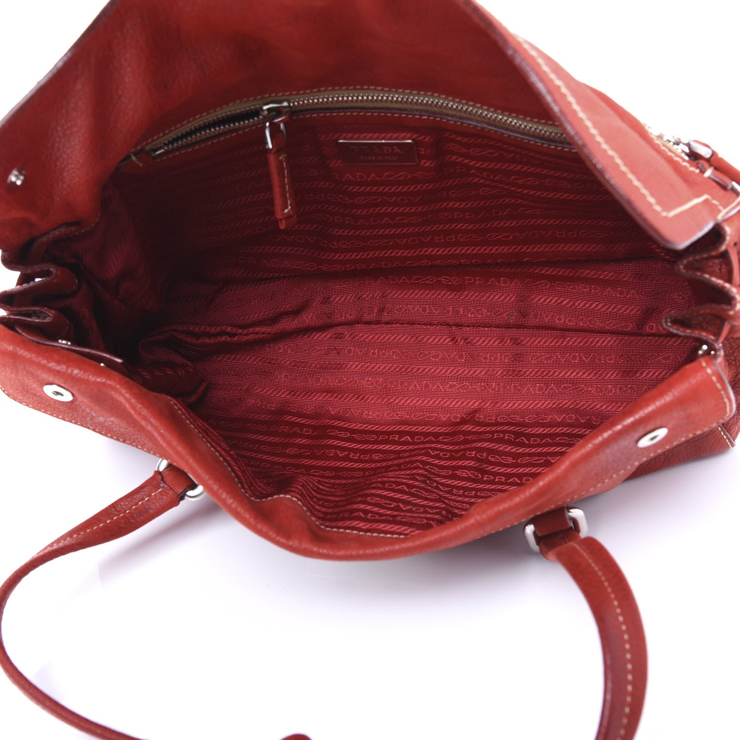 Prada Cervo Antik Easy A Foldover Pushlock Satchel Bag 4 of 8