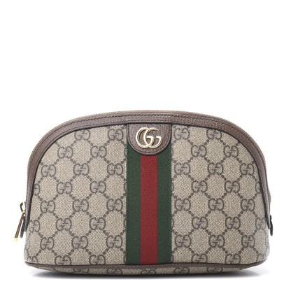 Gucci GG Supreme Monogram Textured Calfskin Web Large Ophidia Cosmetic Case Beige Ebony New Acero 1 of 9