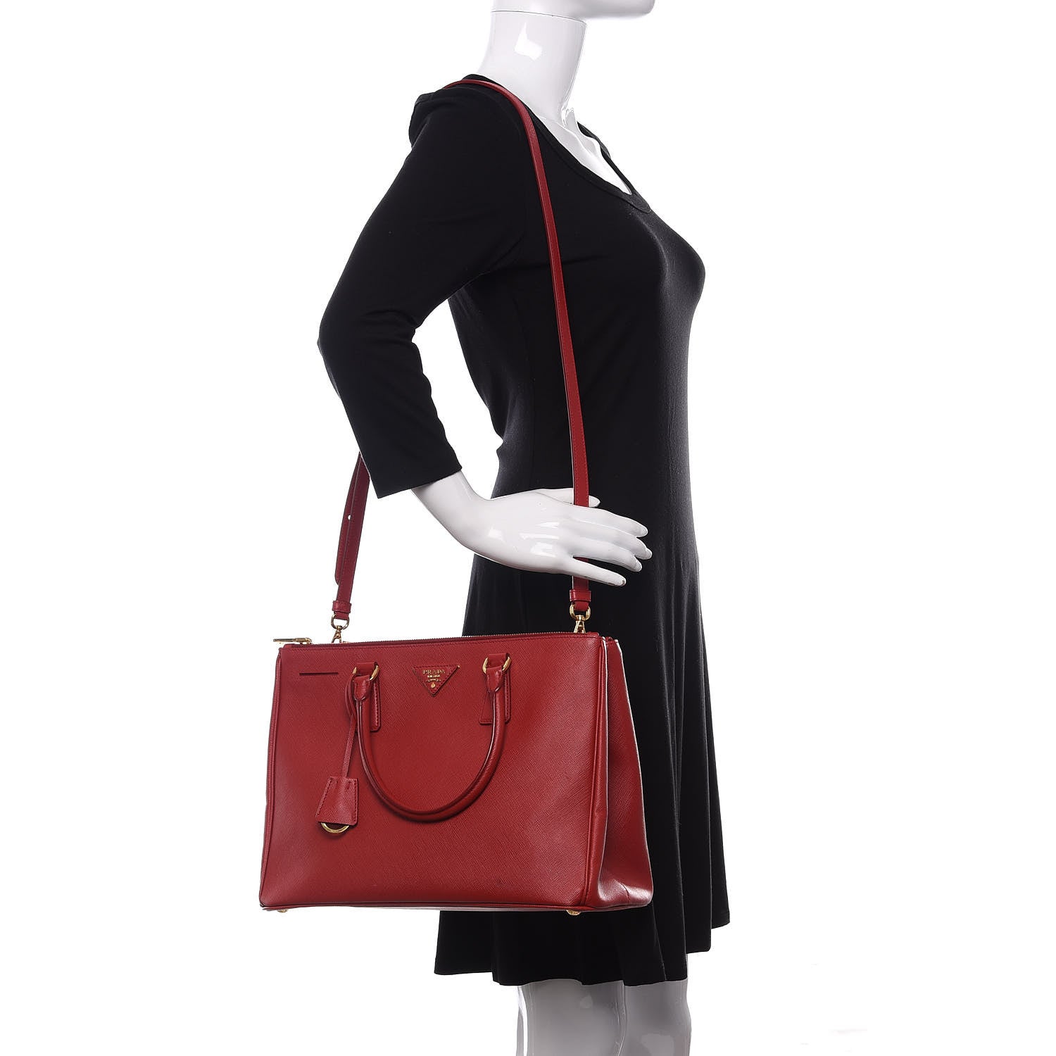 Prada Saffiano Medium Galleria Double Zip Tote Fuoco 2 of 13