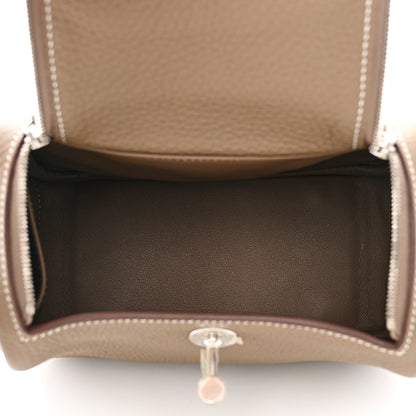 Hermes Taurillon Clemence Mini Lindy 20 Etoupe 5 of 11