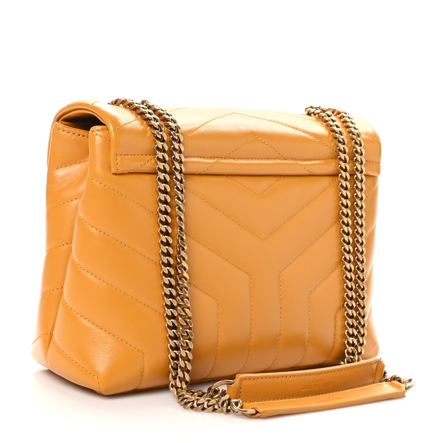 Saint Laurent Calfskin Y Quilted Monogram Small Loulou Chain Satchel Cheddar 3 of 12