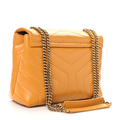 Saint Laurent Calfskin Y Quilted Monogram Small Loulou Chain Satchel Cheddar 3 of 12