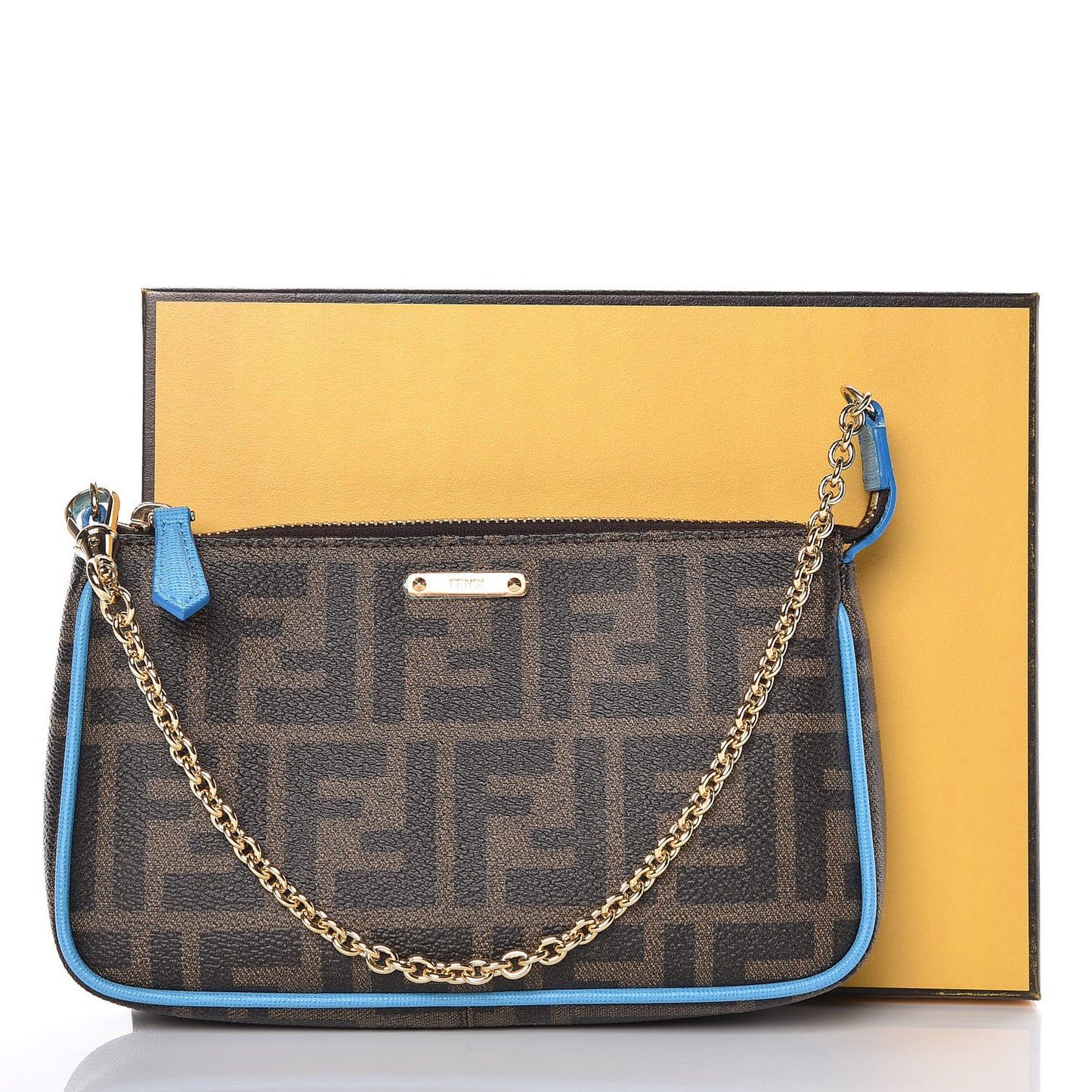Zucca Spalmati Vitello Elite Pochette Tobacco Turchese