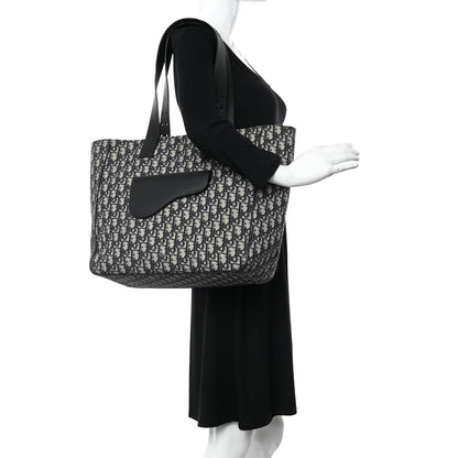 Christian Dior Oblique Saddle Tote Beige Black 2 of 10