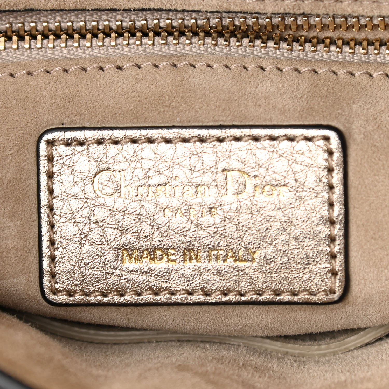 Christian Dior Metallic Grained Calfskin Cannage Small Supple Lady Dior Pale Gold 6 of 10