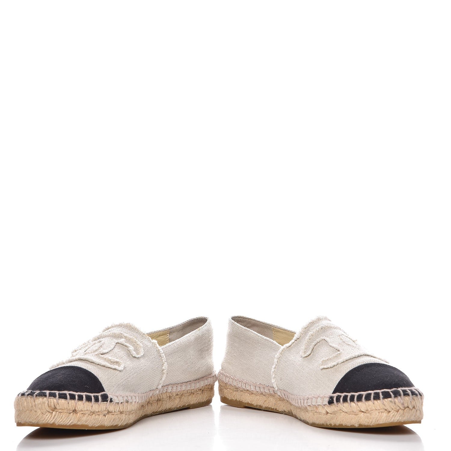 Chanel Linen CC Espadrilles 39 Beige Black 5 of 19