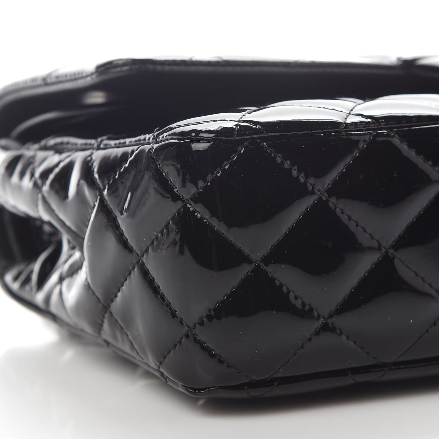 Patent Quilted Medium Double Flap Black