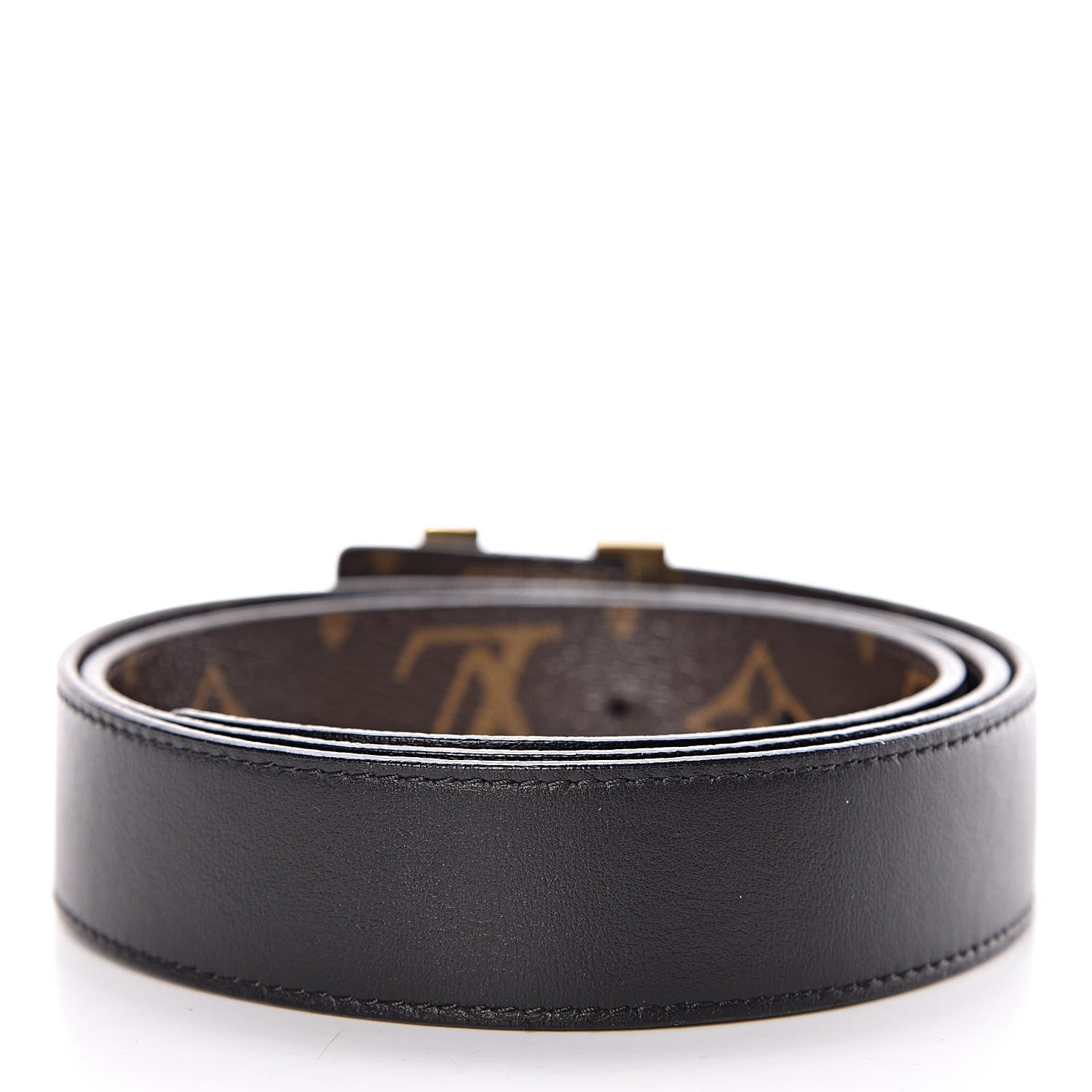 Louis Vuitton Calfskin Monogram 30mm LV Initiales Reversible Belt 80 32 Black 3 of 8