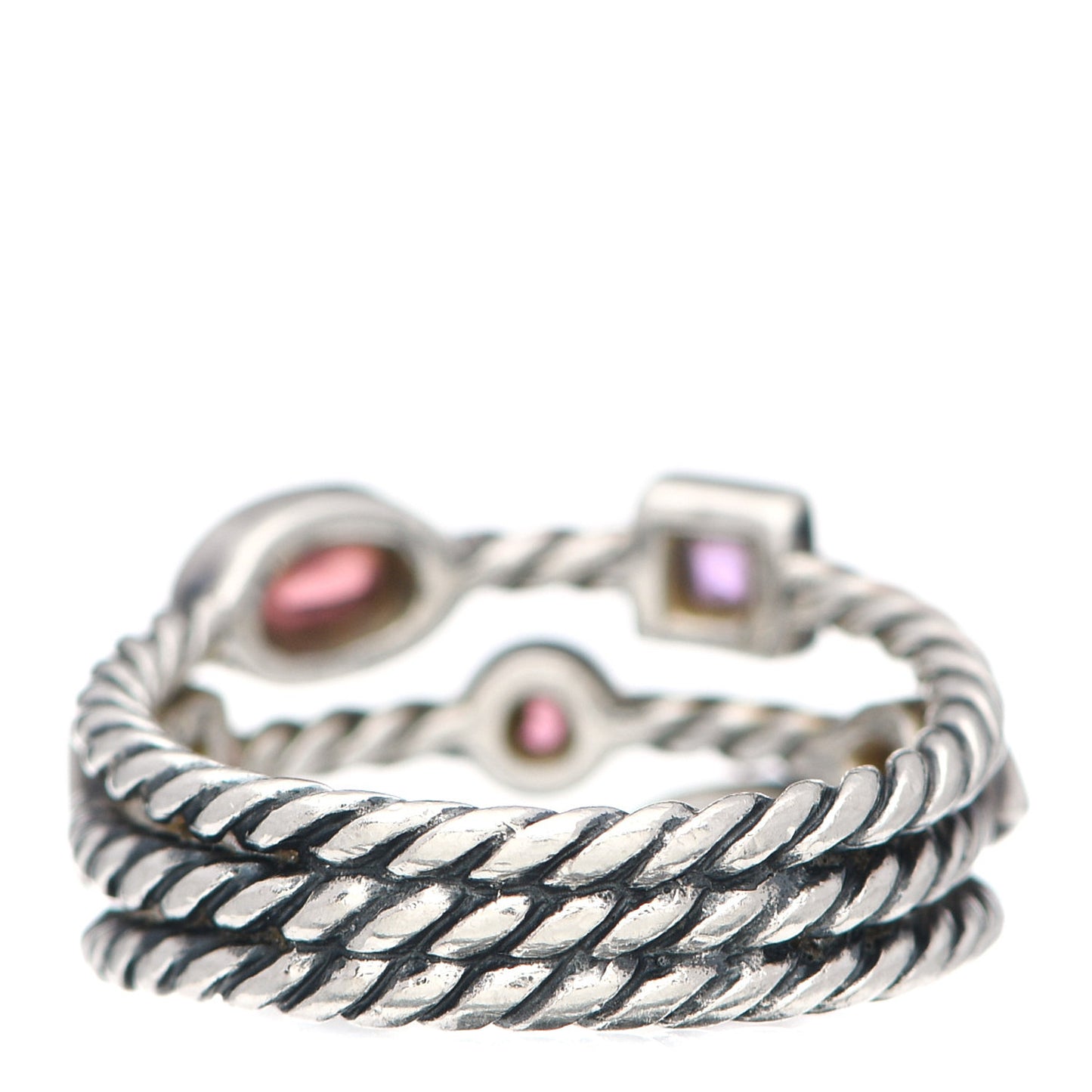 Sterling Silver Iolite Garnet Tourmaline Amethyst Confetti 3 Row Ring 51 5.75