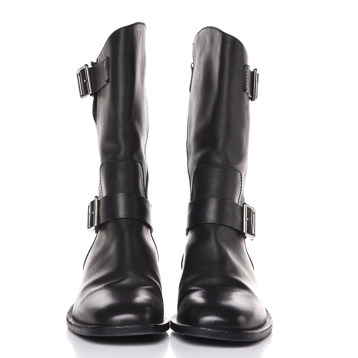 Calfskin Asymmetrical Mid Calf Boots 36.5 Black