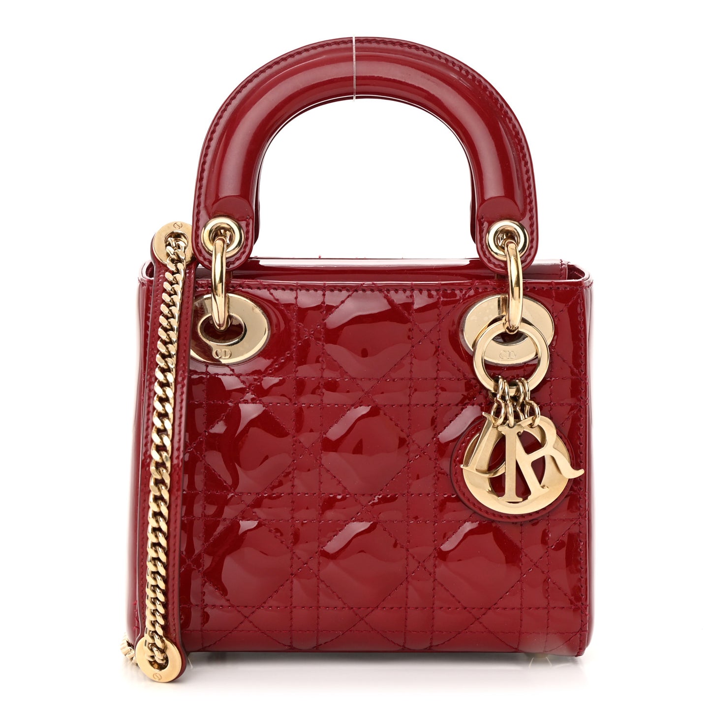 Patent Cannage Mini Lady Dior Red