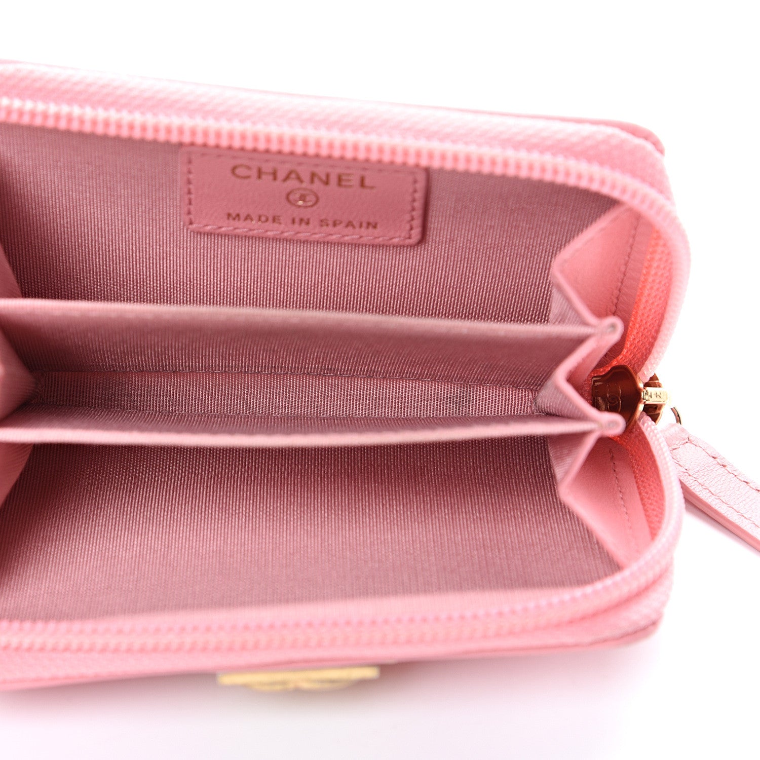 Chanel Lambskin Quilted Boy Zip Around Coin Purse Wallet Pink 4 of 14