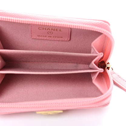 Chanel Lambskin Quilted Boy Zip Around Coin Purse Wallet Pink 4 of 14