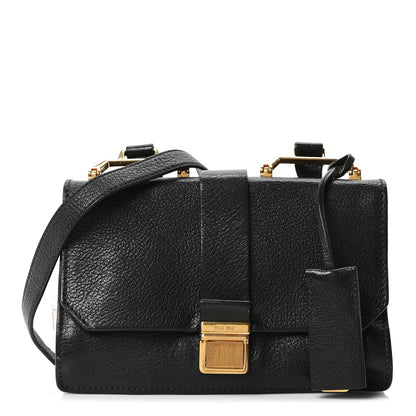 Miu Miu Goatskin Madras Crossbody Bag Black 1 of 9