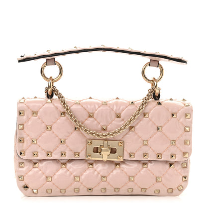 Valentino Garavani Patent Small Rockstud Spike Shoulder Bag Water Rose 1 of 8