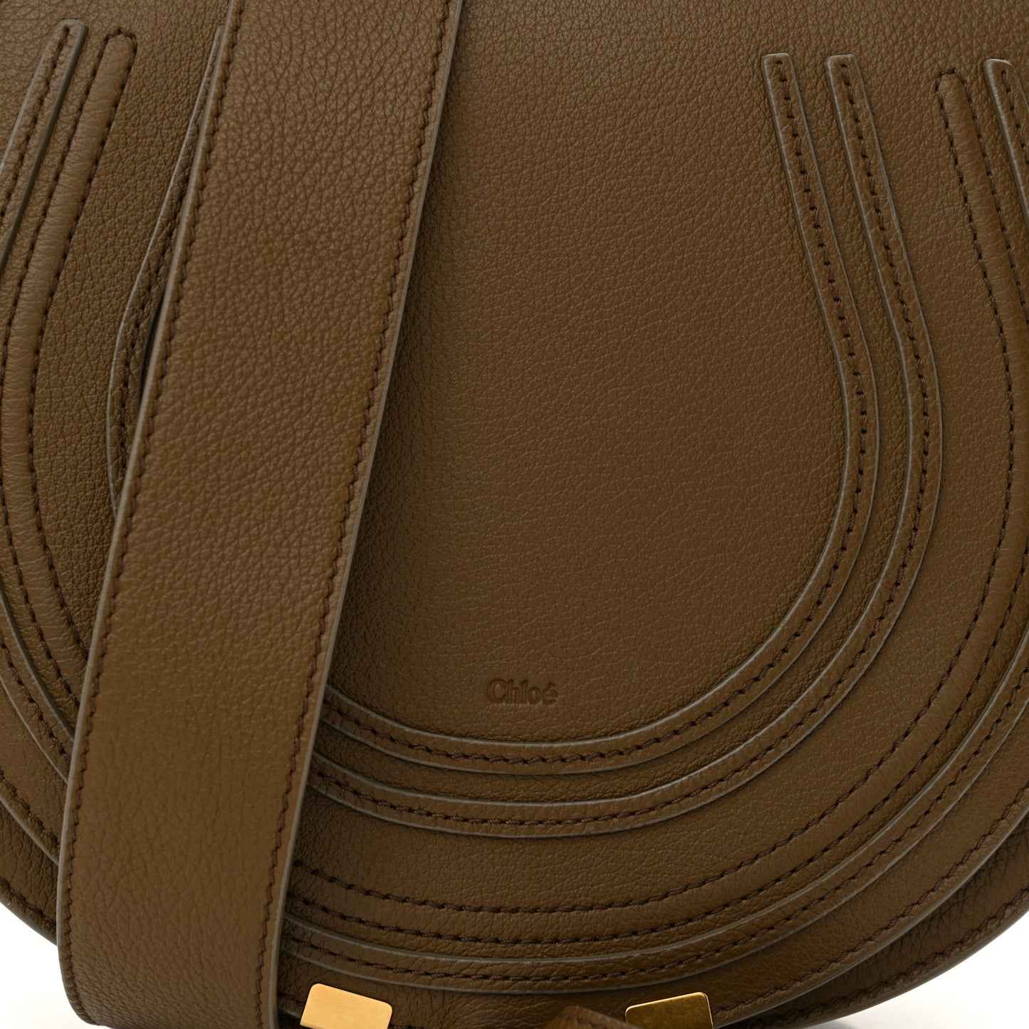 Grained Calfskin Small Marcie Saddle Bag Dark Khaki