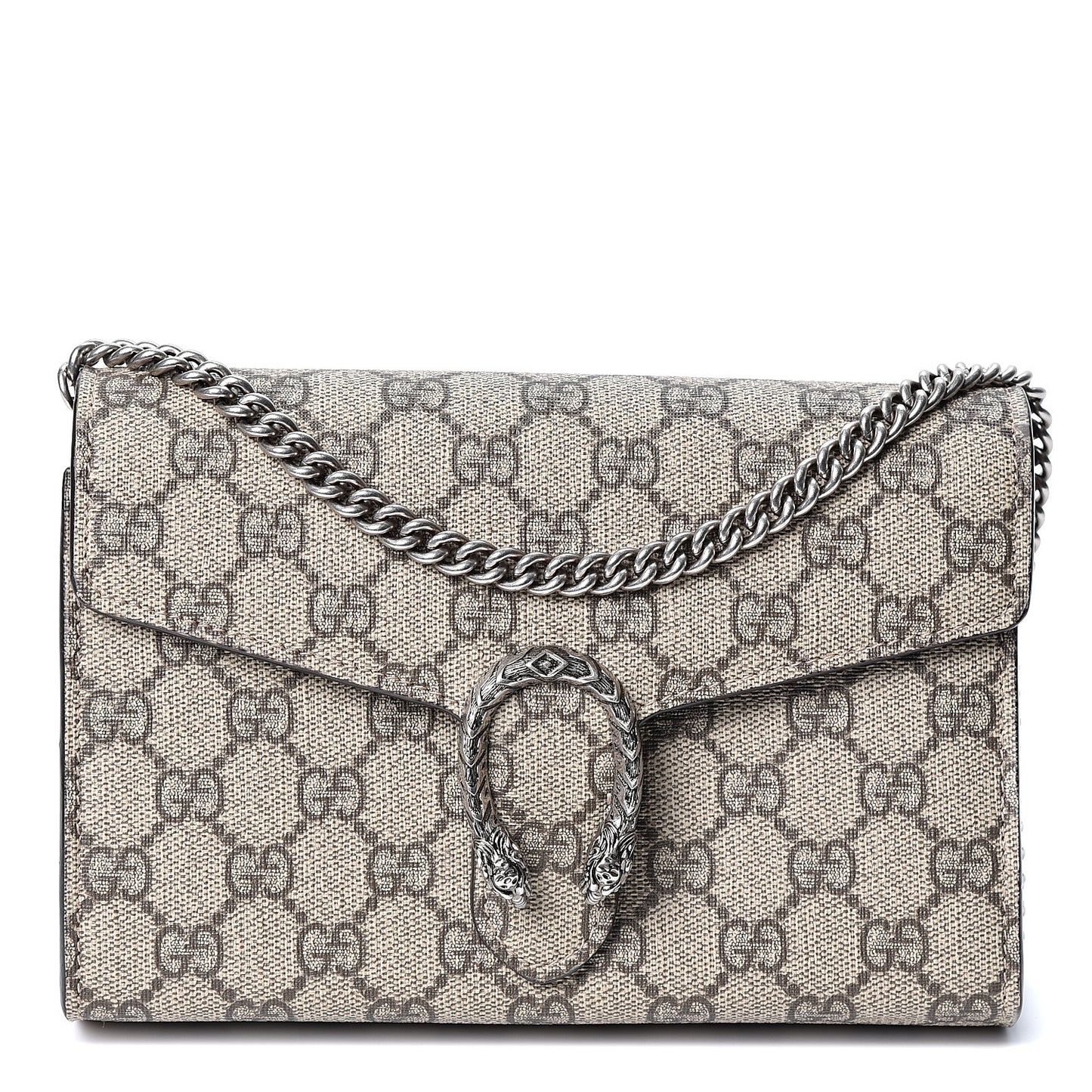 GG Supreme Monogram Mini Dionysus Chain Wallet Beige Taupe