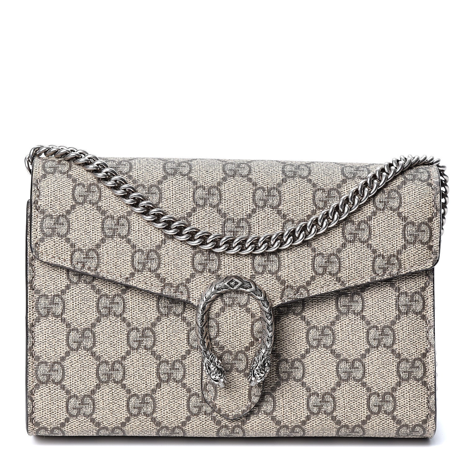 Gucci GG Supreme Monogram Mini Dionysus Chain Wallet Beige Taupe 1 of 10