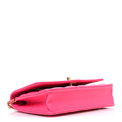 Chanel Caviar Quilted Glitter CC Roller Skate Wallet on Chain WOC Pink 4 of 11