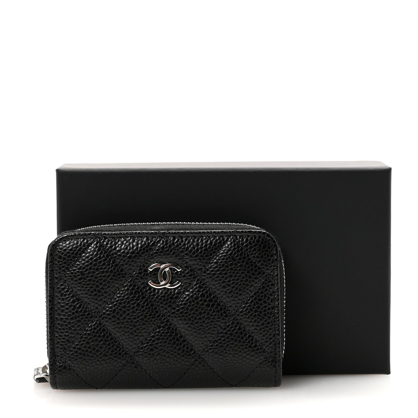 Caviar Quilted Zip Coin Purse Black